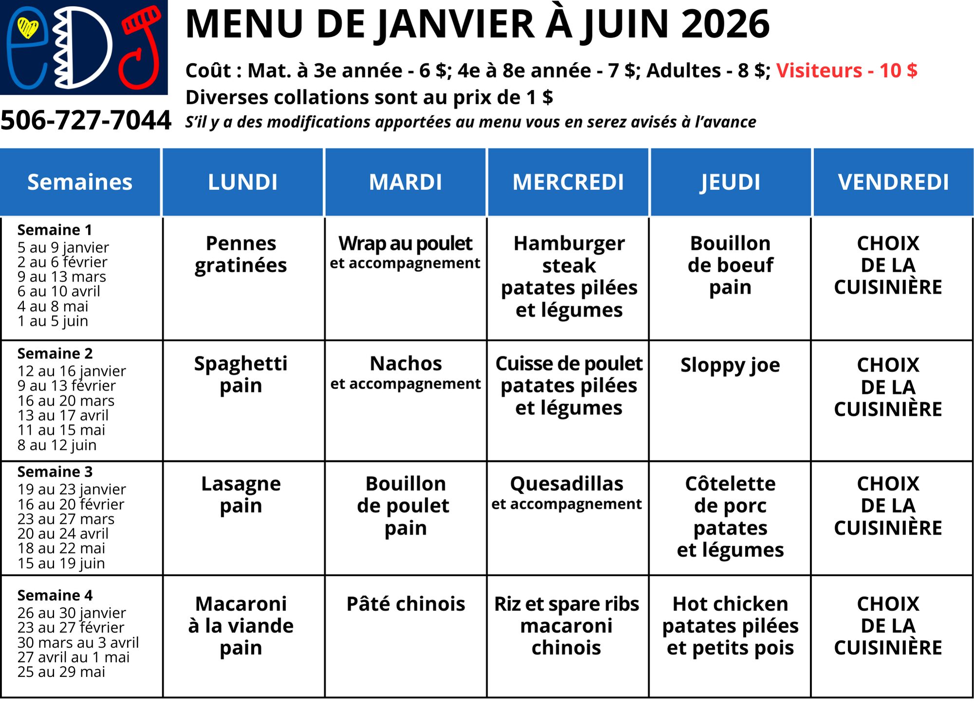 MENU EDJ JAN. À JUIN 2026